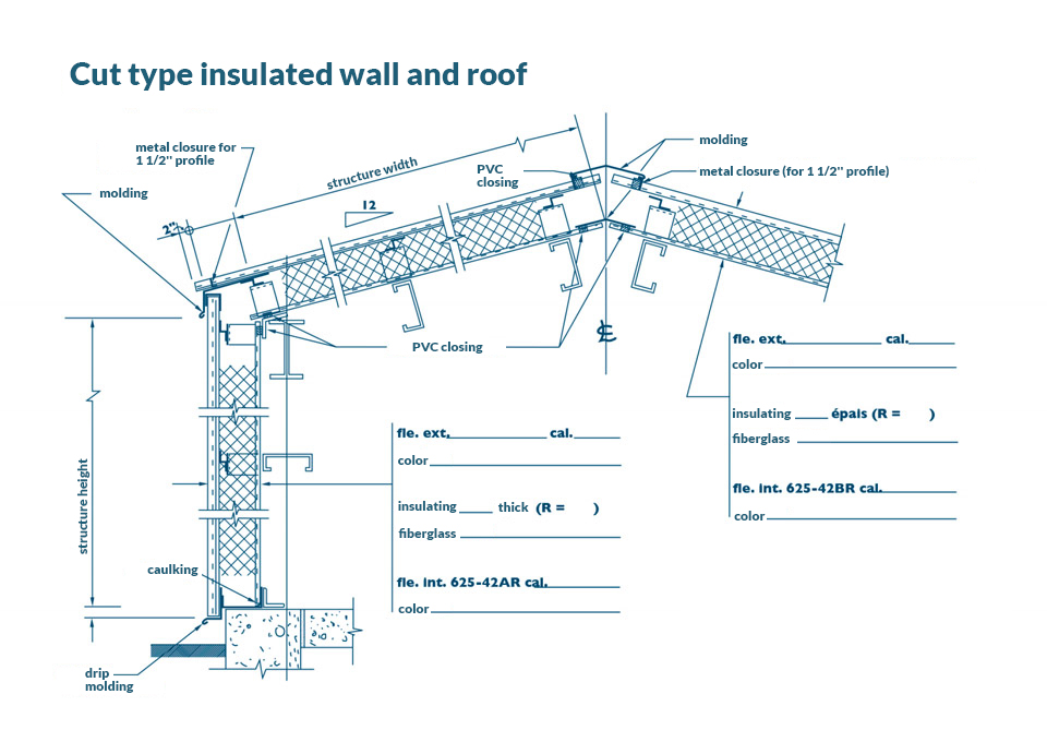 Insulated Wall and Roof Cross-Section View